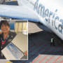 a woman standing next to a plane